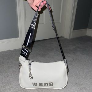 Knock off Alexander Wang White Rhinestone Purse with removable handle